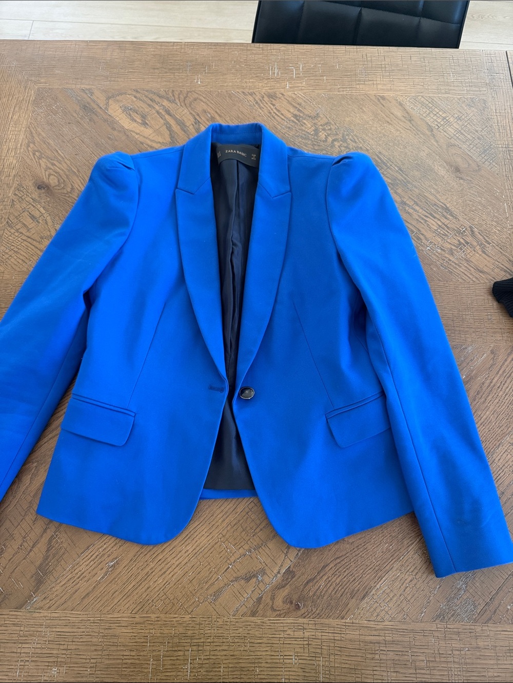Zara Electric Blue Tailored Single-Button Blazer